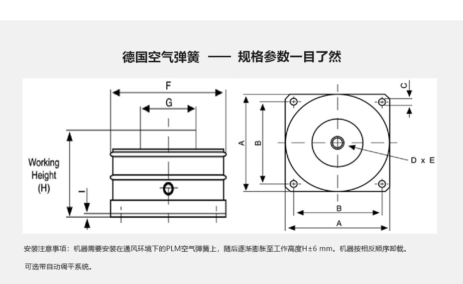空氣彈簧規格參數